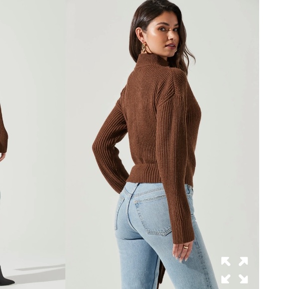 NWT ASTR SORA MOCK NECK CUTOUT TIE WAIST SWEATER - Picture 6 of 14